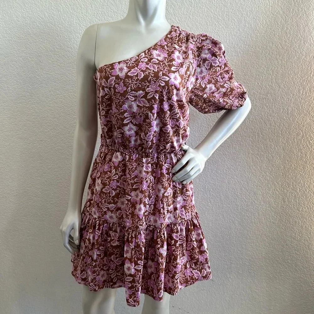 Jason Wu One Shoulder A-Line Floral Mini Dress